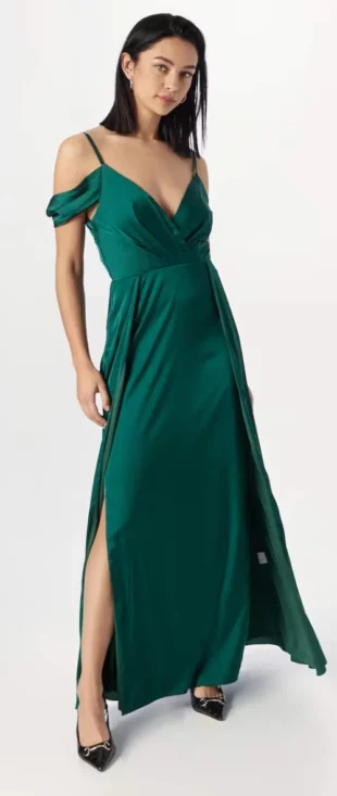 Duga zelena haljina za svadbu za majku