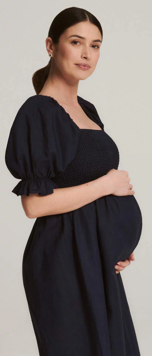 Udobna i prozračna trudnička platnena haljina