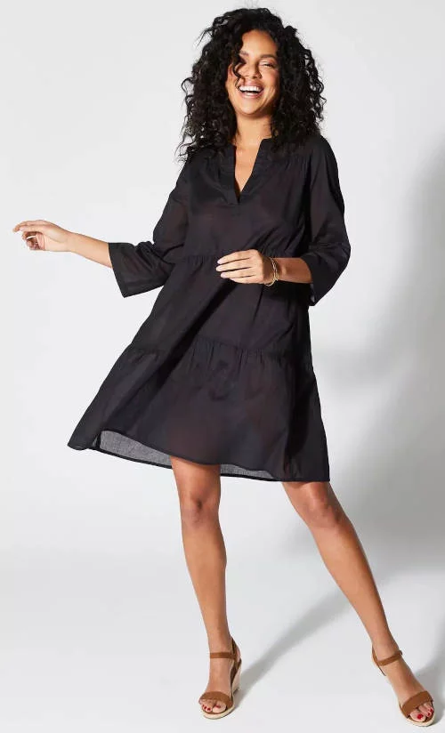 Lagana crna ženska ljetna haljina veće veličine