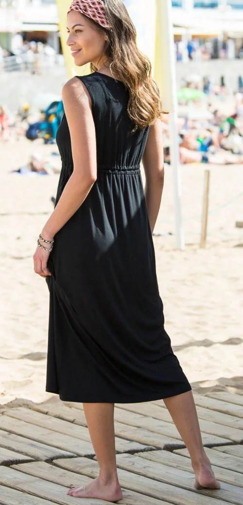 Crna mini haljina za plažu jeftino
