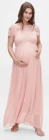 Duga trudnička ružičasta haljina od čipke za svatove