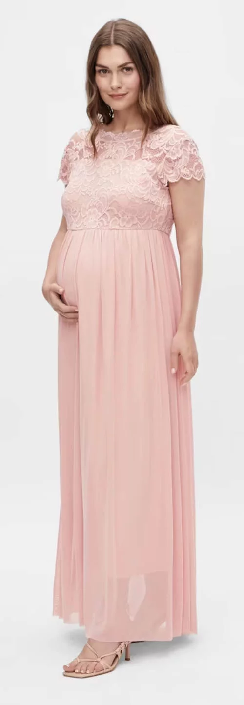 Ružičasta duga haljina za svadbu za trudnice