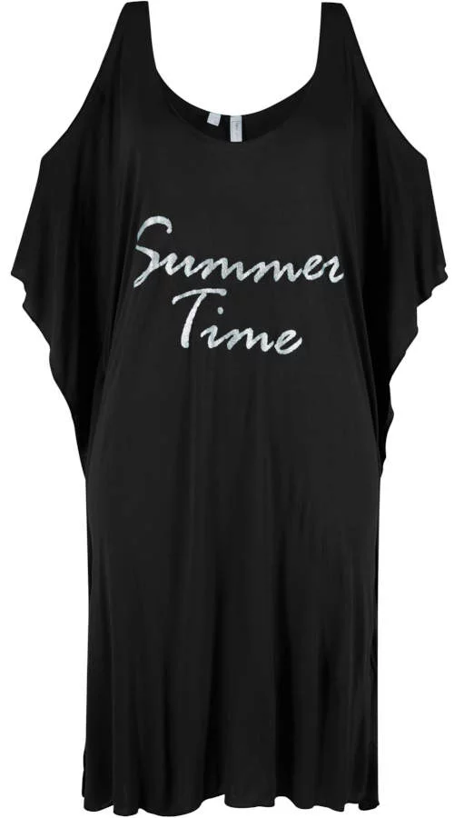Crna haljina za plažu sa natpisom Summer time