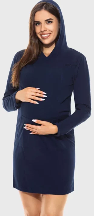 Moderna pamučna haljina za trudnice i dojilje s kapuljačom