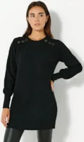 Ženska crna džemper haljina savršena za tajice