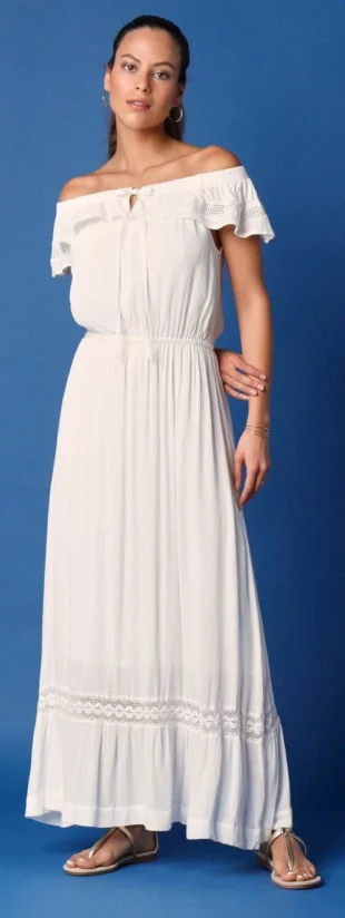 Duga bijela romantična ljetna haljina za punije