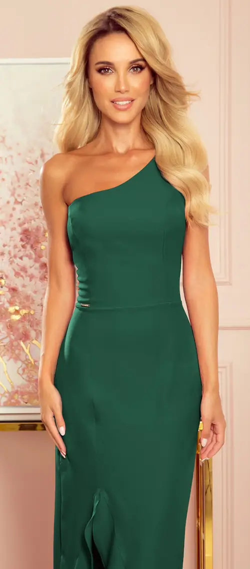 Duga zelena maturalna haljina bez rukava