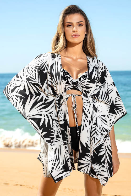 Crno-bijela ljetna tunika Astratex haljina za plažu za kupaće kostime