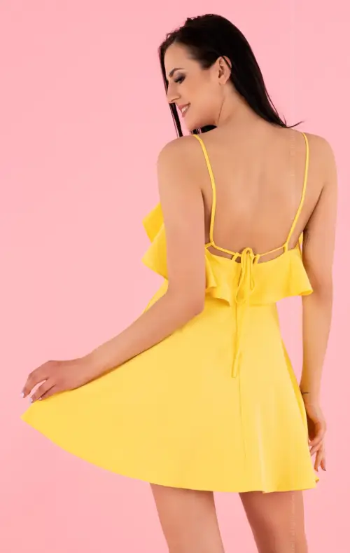 Žuta ljetna haljina sa širokim leđima