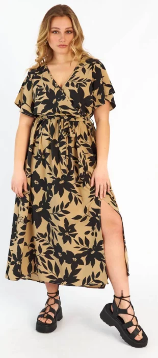 Jeftina cvjetna ženska ljetna maxi haljina za veće veličine